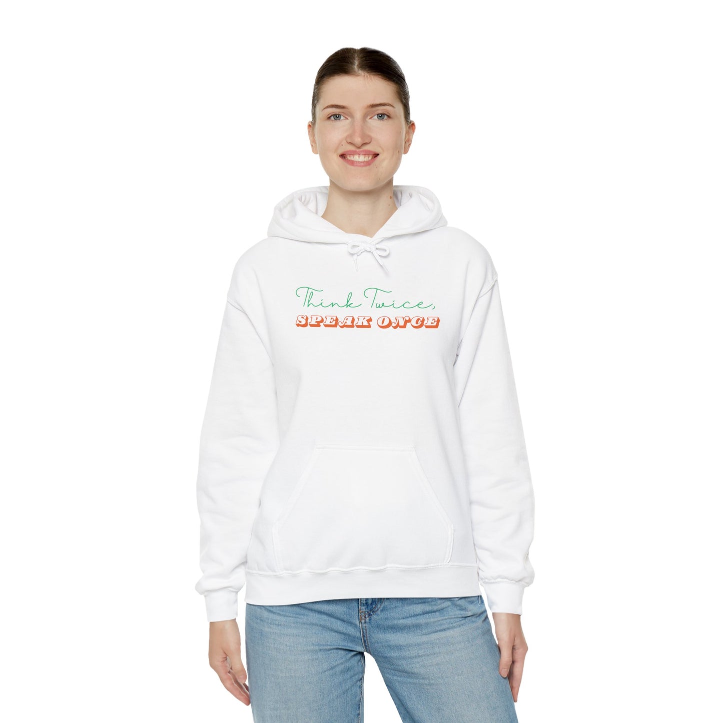 Workplace Wisdoms 'Think Twice' Heavy Hooded Sweatshirt