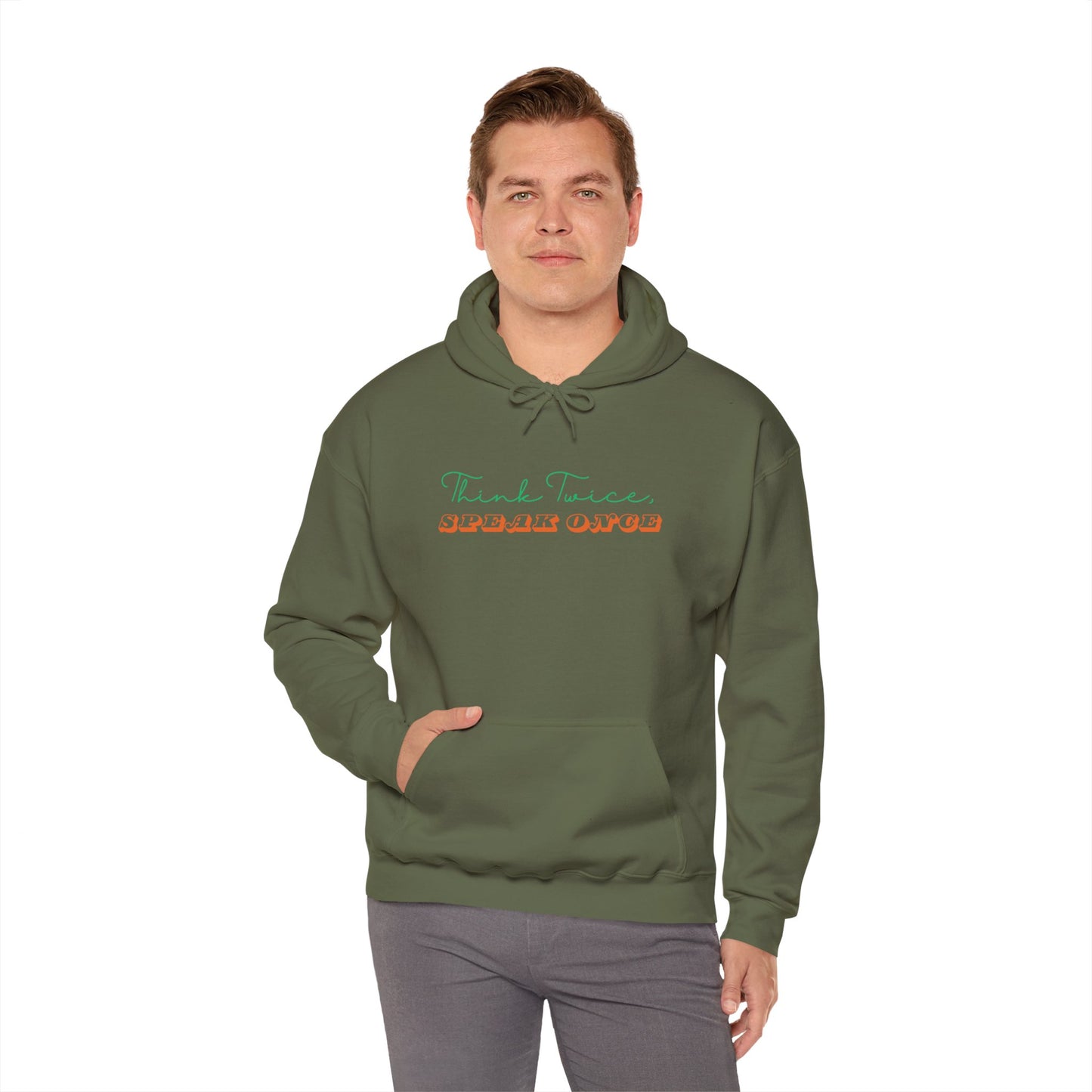 Workplace Wisdoms 'Think Twice' Heavy Hooded Sweatshirt