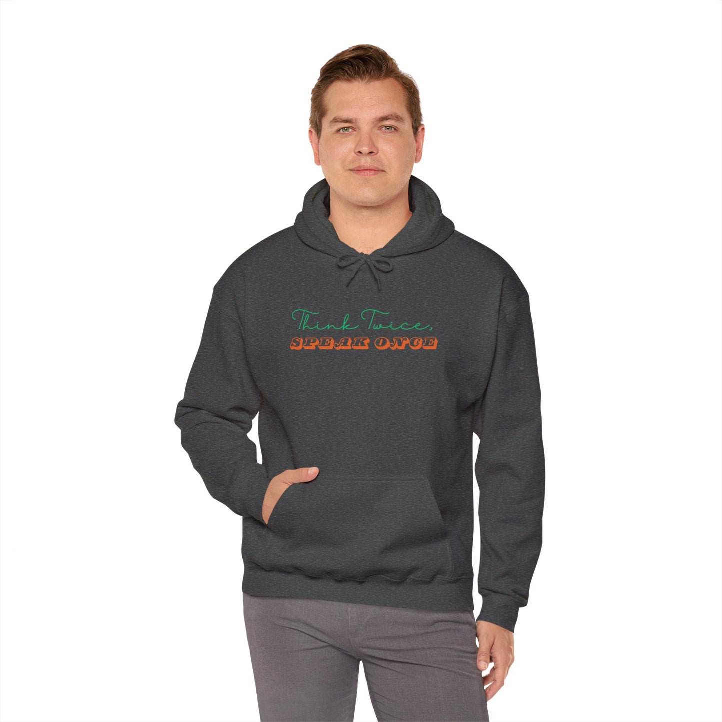 Workplace Wisdoms 'Think Twice' Heavy Hooded Sweatshirt